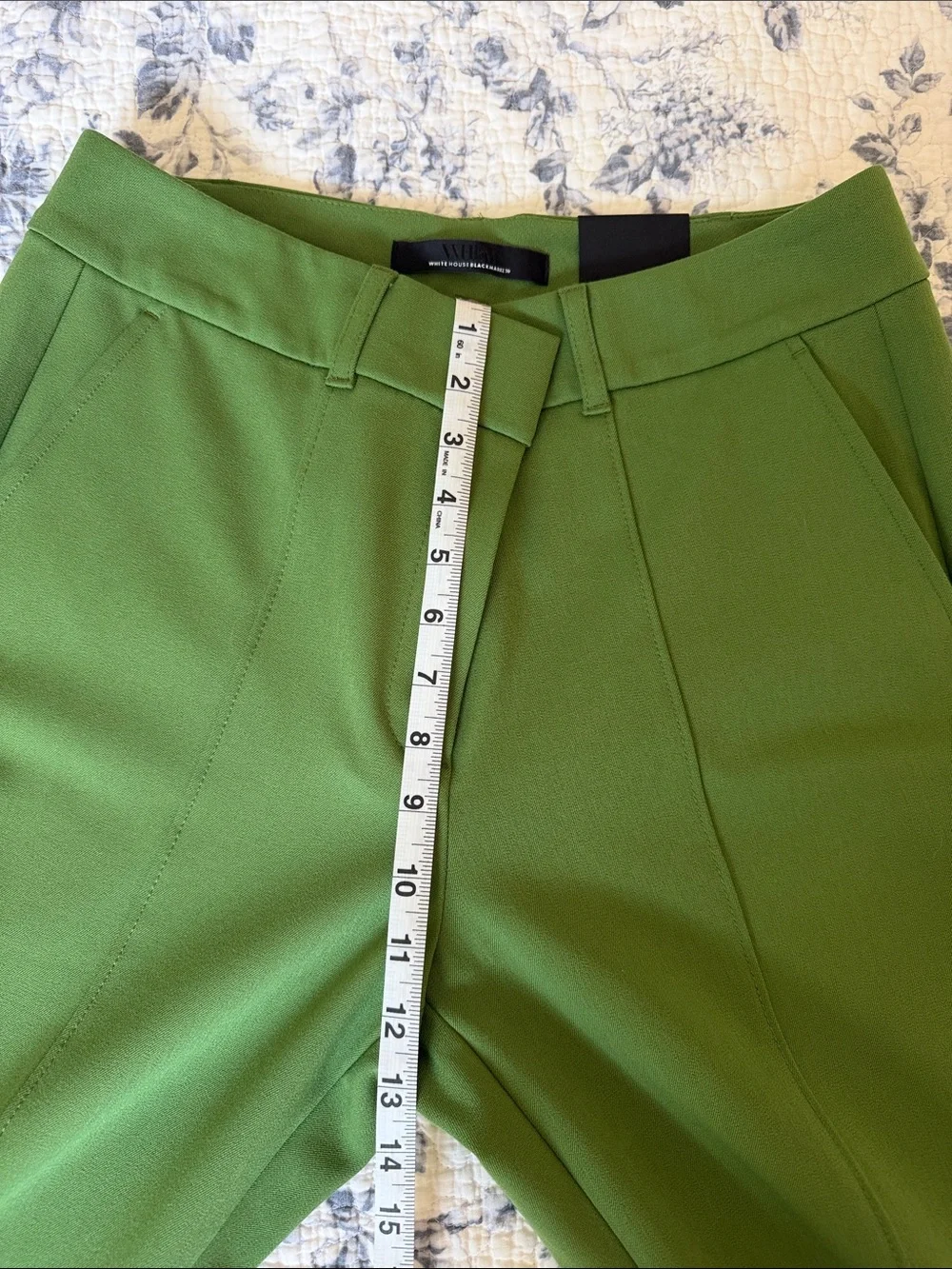 White House Black Market Green Straight-Leg Dress Trousers - Picture 7 of 8